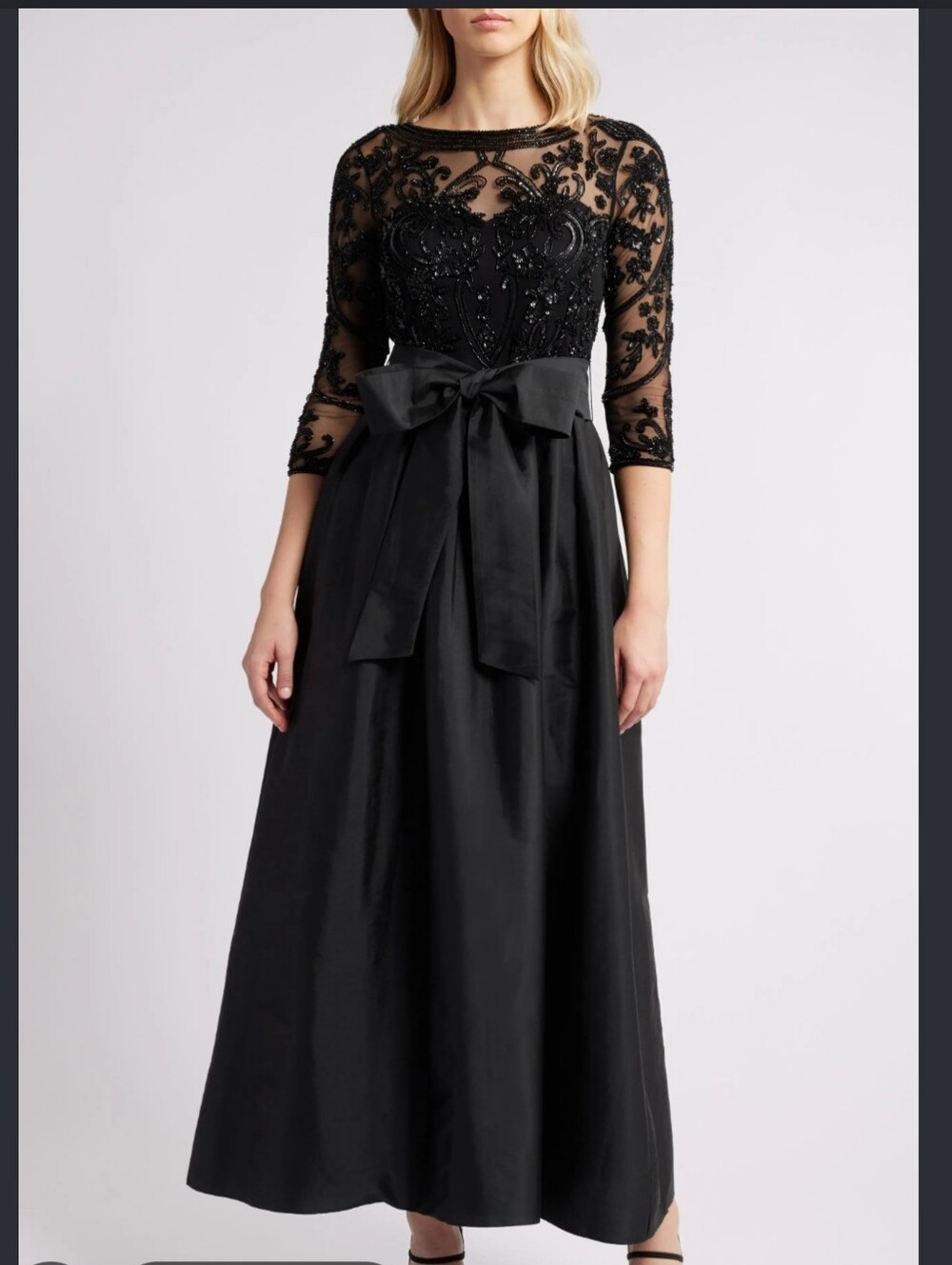 Pisarro Nights Beaded Illusion Neck Taffeta Cocktail Dress Size 6